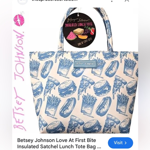 New  Betsey Love At First Bite Insulated Lunch Tote - Picture 1 of 7